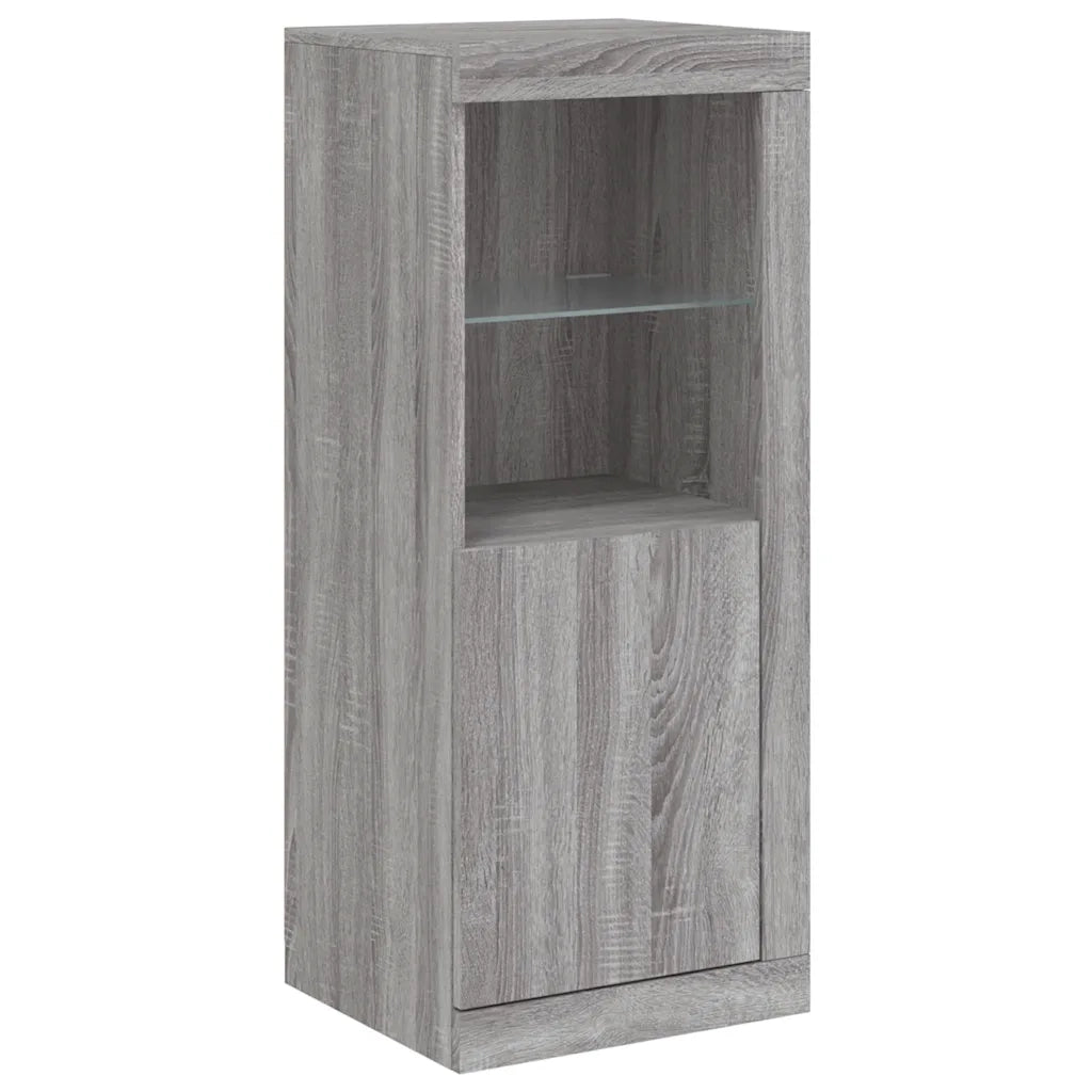 Credenze con Luci LED 3 pz | Madia | Buffet da pranzo | Armadio da pranzo Grigio Sonoma in Legno Multistrato