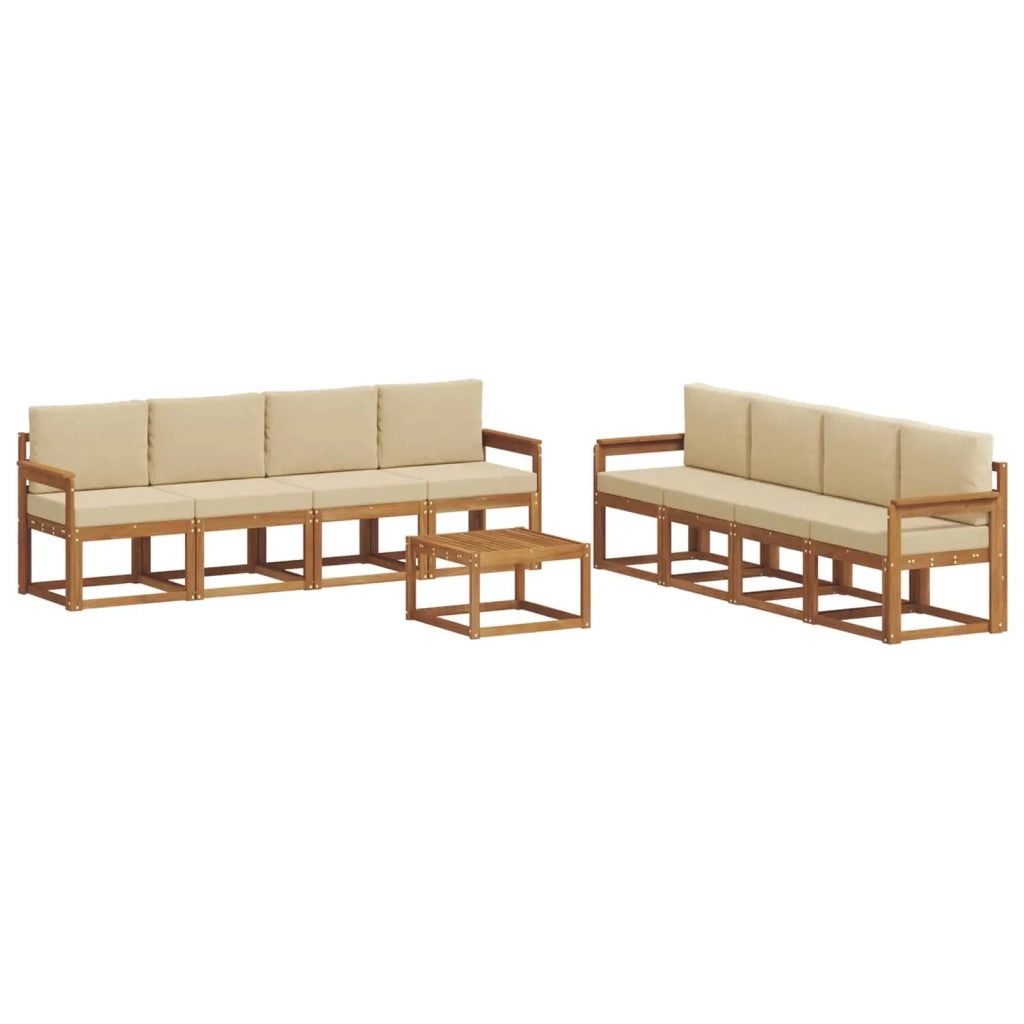 Set di divani da esterno con cuscino 9 pcs Naturale e Beige