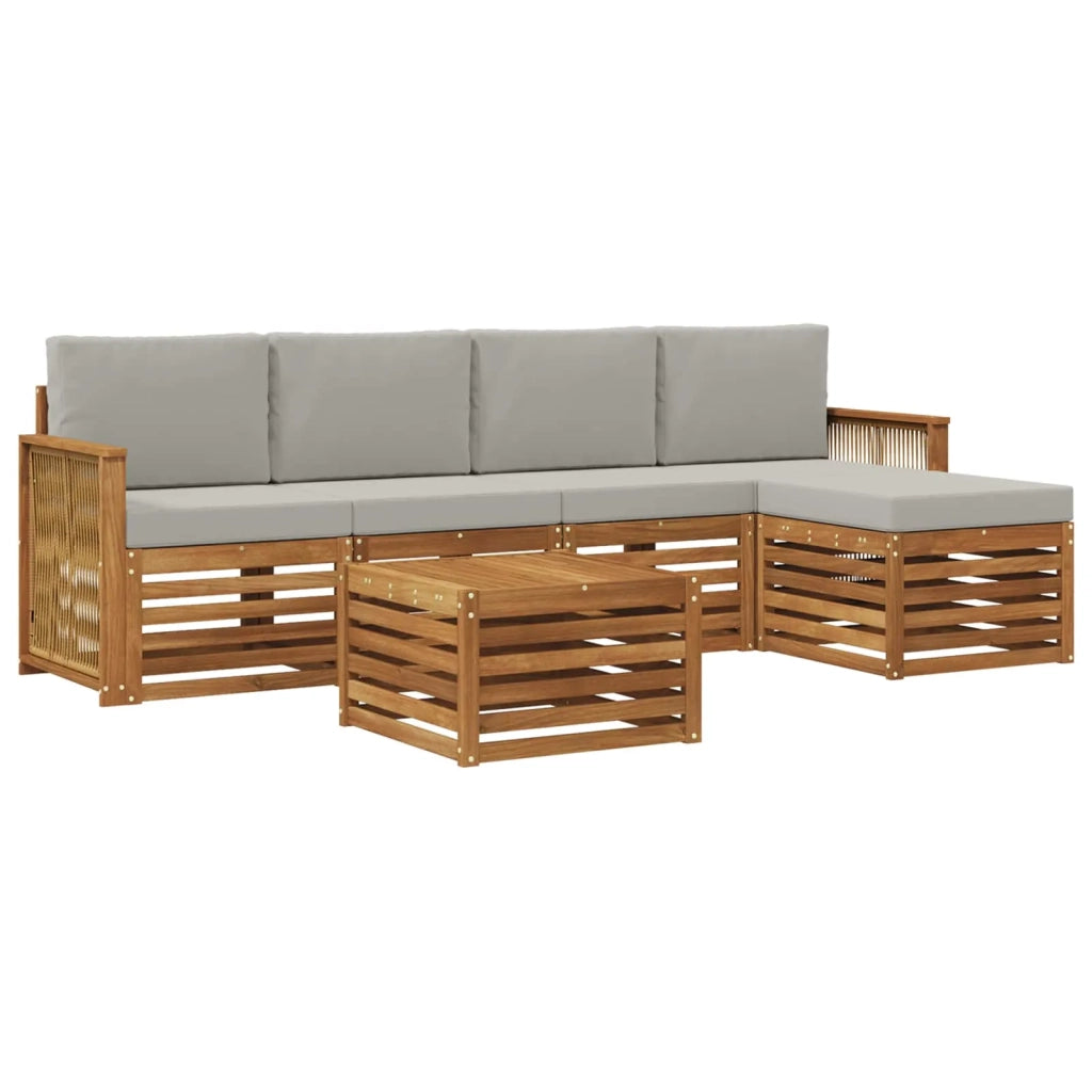 Set di divani da esterno 6 pcs Naturale e Grigio Chiaro 3384267