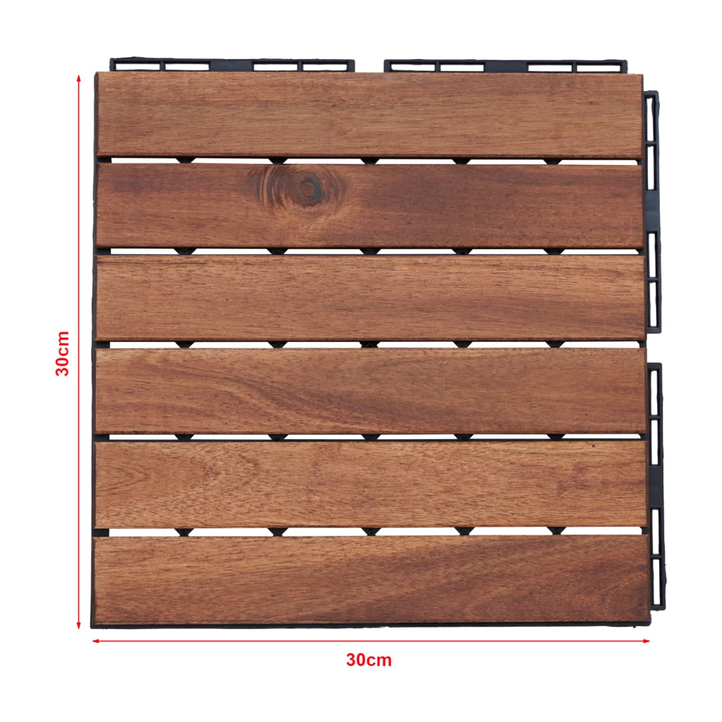 Set Alliste di 10 Piastrelle per Pavimentazione da Esterno Design Lineare in Legno - Marrone casa.pro