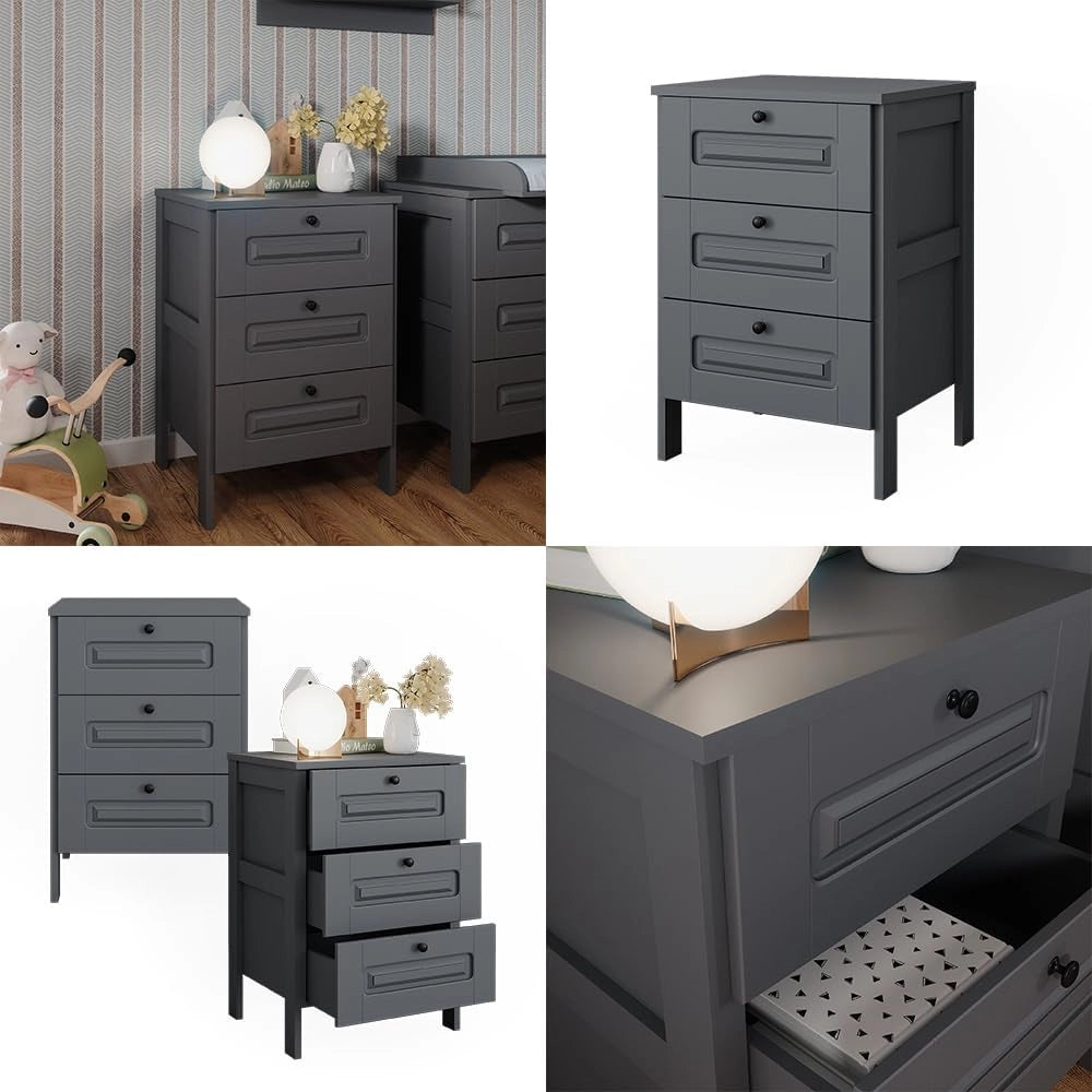 Cassettiera Ajaton, Grigio, 60 x 88.4 cm, adatto per riporre abbigliamento per bambini e giocattoli