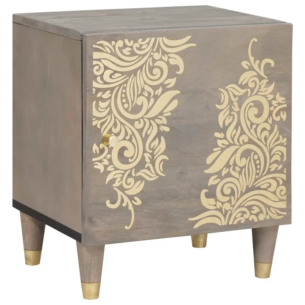 Comodino con porta 2 pz-Set di 2 Tavolino da notte Grigio 40 x 33 x 46 cm