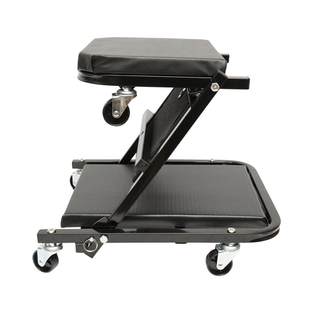 Carrello/Sedile Pieghevole per Officina 2 in 1 con Ruote Girevoli