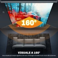 Telo Proiettore Motorizzato da 120" con Telecomando, in Plastica e Metallo, 236.5x8x236.5 cm, Bianco