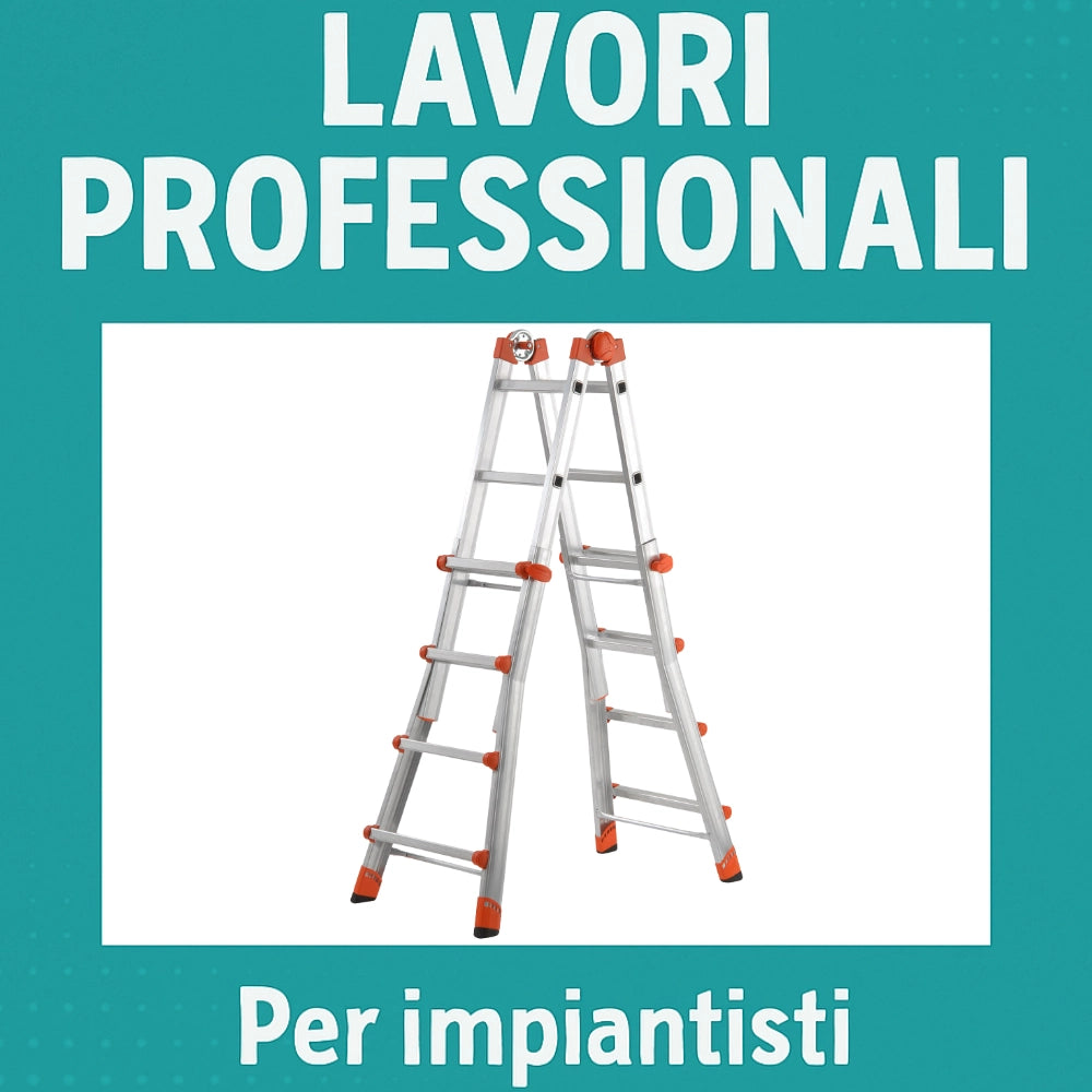 Scala telescopica professionale 4+4 alluminio rinforzato multifunzione en131-4