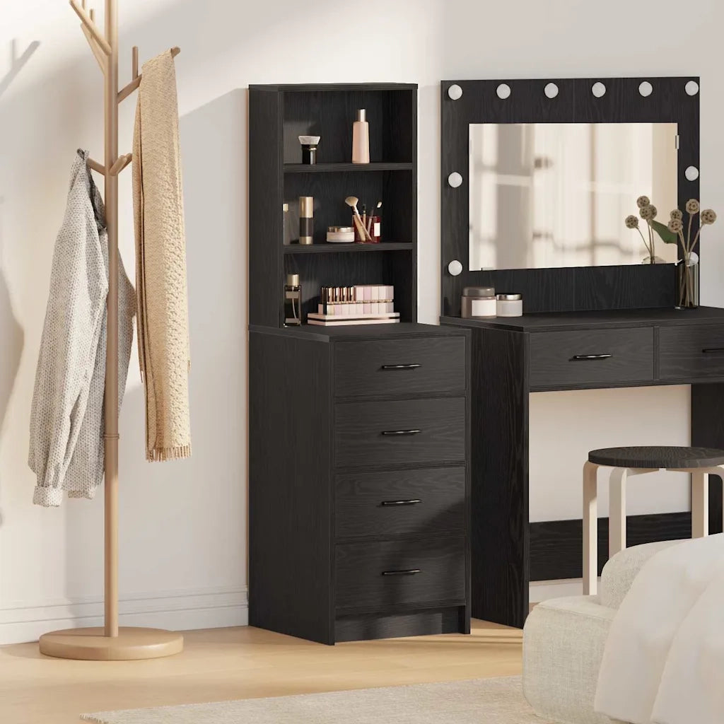 Credenza-Buffet-Armadio da cucina Rovere nero 40 x 41 x 135 cm Legno multistrato