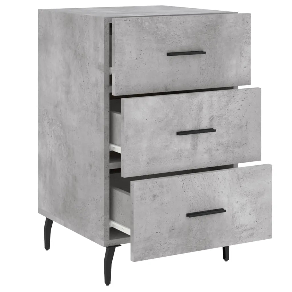 Comodino | Armadio da Notte | Mobiletto da notte Grigio Cemento 40x40x66 cm in Legno Multistrato