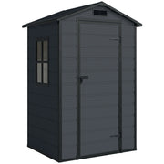 Casetta per Attrezzi a 2 Ingressi 128x104x196 cm con Finestre e Prese d'Aria in PP e Alluminio Grigio Scuro