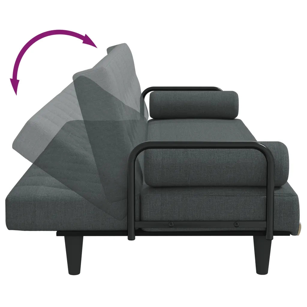 Divano Letto con Braccioli Grigio Scuro in Tessuto 351938