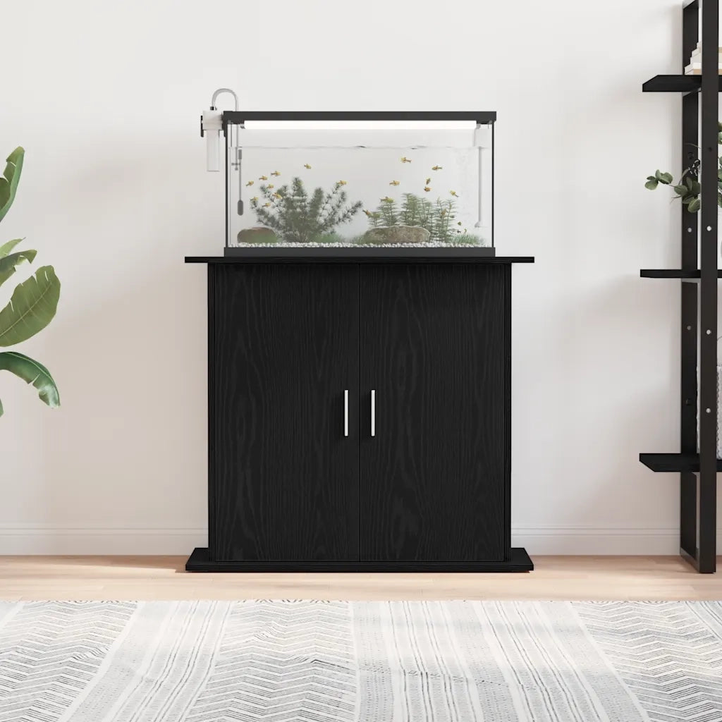 Supporto per Acquario 81x36x73 cm Legno Multistrato Rovere Nero