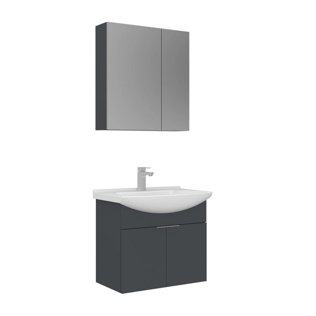 Set mobile lavabo con specchio (2 pezzi) "Purus 65" - 65 x 50 x 58 cm - Antracite opaco