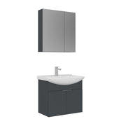Set mobile lavabo con specchio (2 pezzi) "Purus 65" - 65 x 50 x 58 cm - Antracite opaco