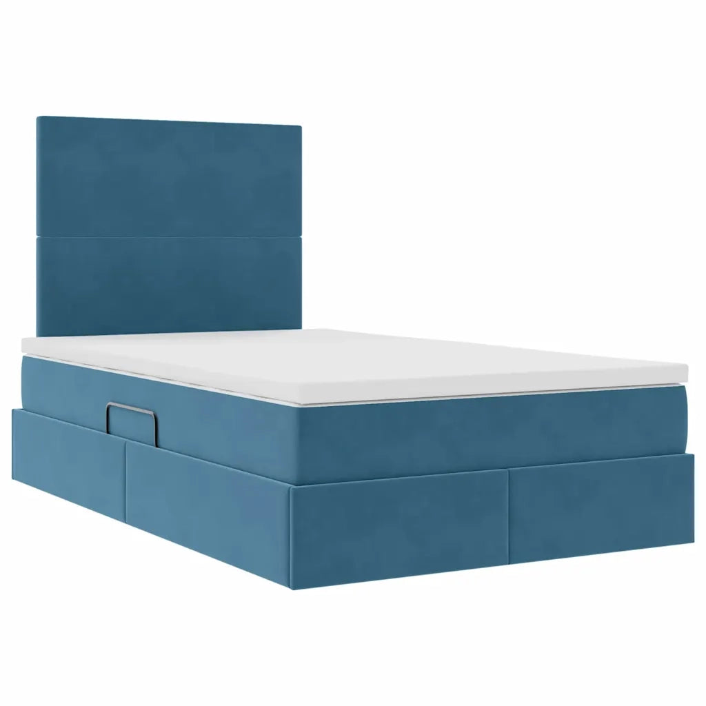 Letto con contenitore e LED con led Blu 120 x 190 cm Velluto