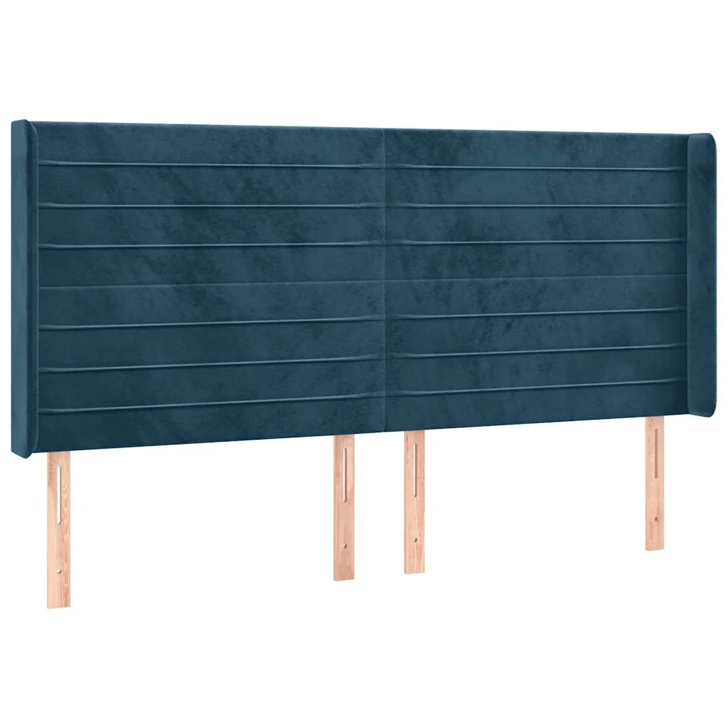 Letto a Molle con Materasso e LED Blu Scuro 160x200 cm