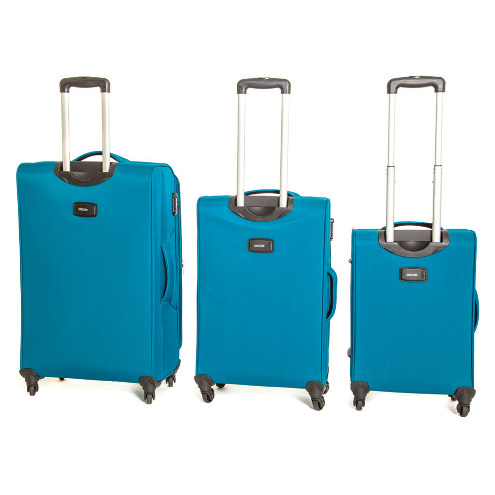 Set 3 Valigie Trolley Morbide in Poliestere 4 Ruote TSA Ravizzoni Ambra Blu