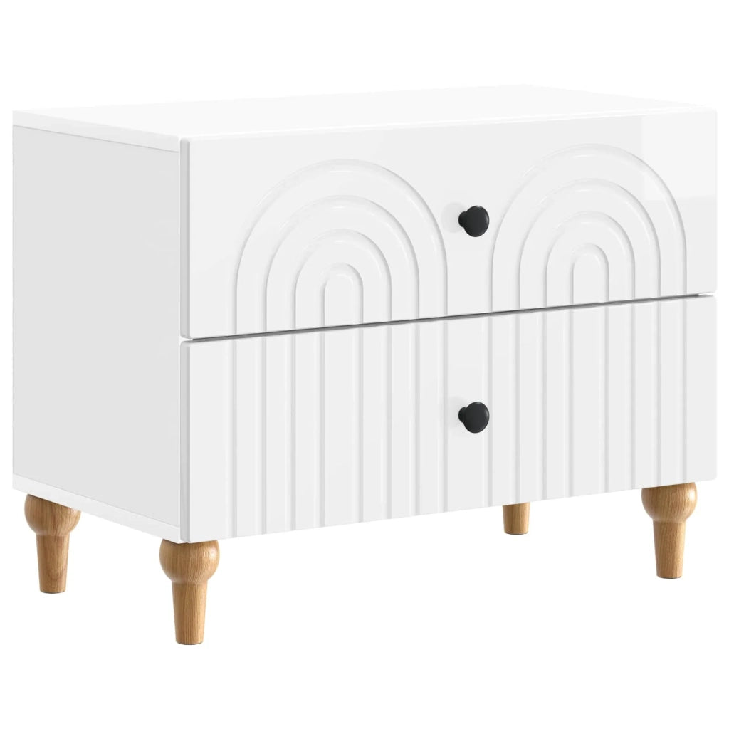 Armadio da Notte con cassetto Bianco Lucido 62 x 34,5 x 48 cm 894089