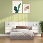 Testiera per Letto con Comodini-Testiera con Contenitore in Legno Multistrato Bianco 289819