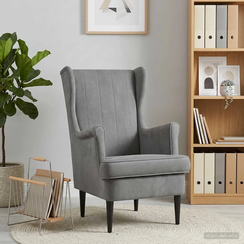 Poltrona-Divano Sedia-Poltroncina Grigio Scuro Velluto 960621
