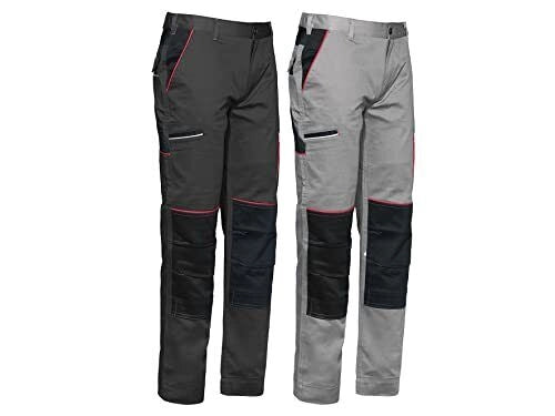 Issaline 9030B-080-XXL Stretch Boom Pantaloni da Lavoro Elasticizzati Piping Riflettenti CE CAT. I EN ISO 13688:2013 colore Grigio