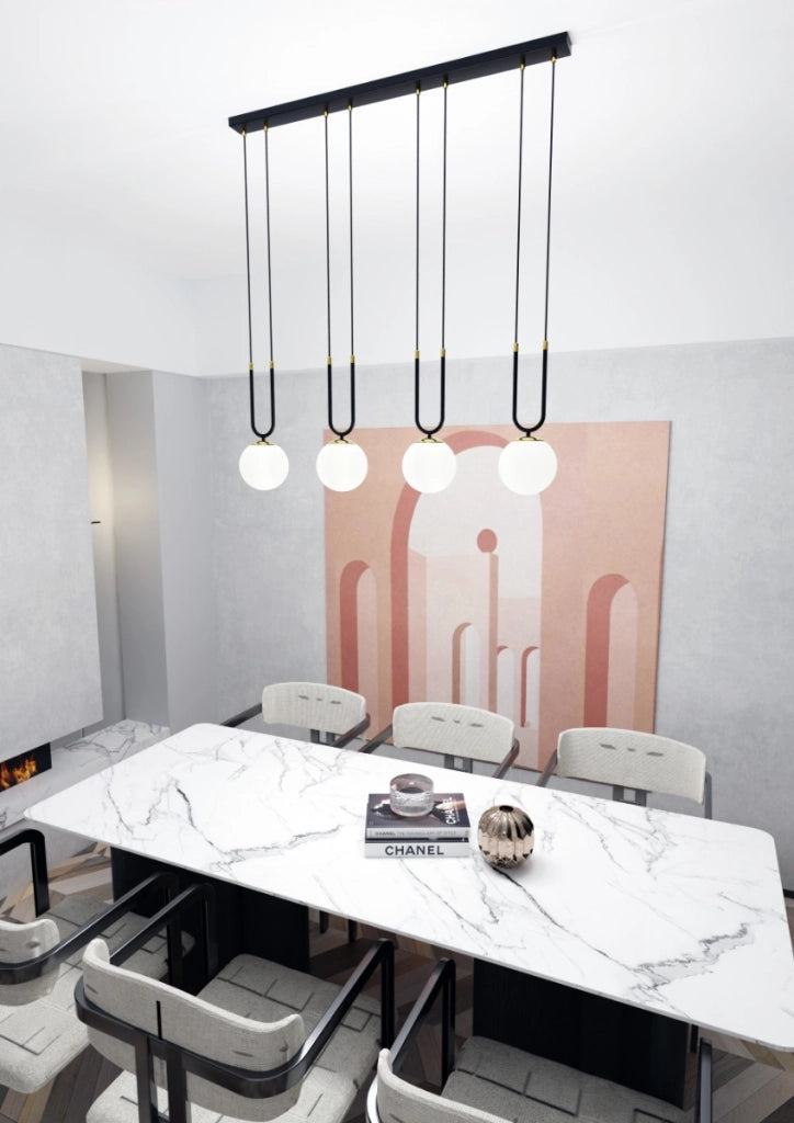 Lampadario Emibig Glam 4xE14 in vetro nero opale oro