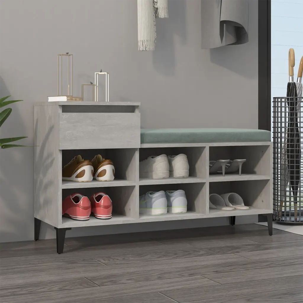 Scarpiera | Mobile per scarpe Grigio Cemento 102x36x60 cm in Legno Multistrato