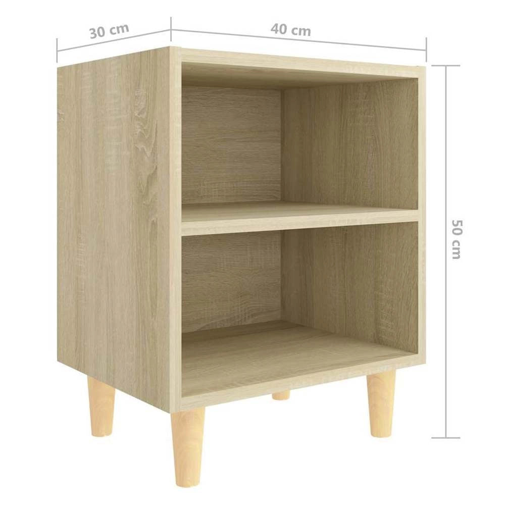 Bedside Table With Solid Wood Legs Sonoma Oak 40x30x50cm