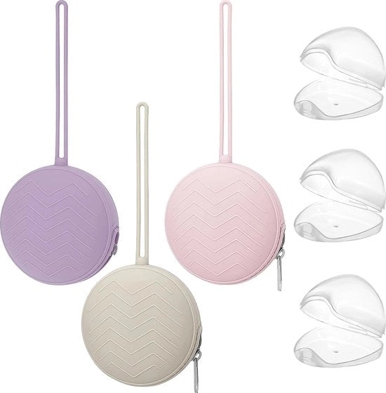 Set di 6 contenitori per cibo, 3 contenitori in silicone e 3 contenitori in plastica trasparente, contenitore per cibo da portare con sé, contenitore per bambini, per bambine, per bambini