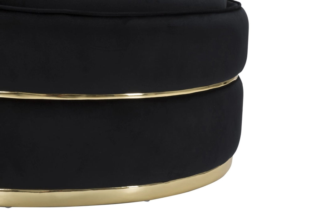Poltrona elegante in tessuto nero e oro con cuscini 84x75 cm Paris Space