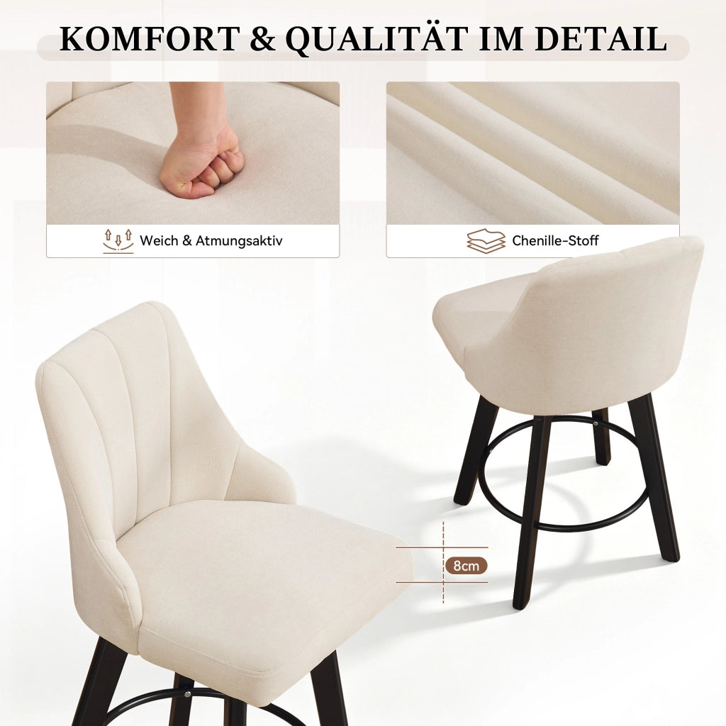 SGABELLO DA BAR Girevole 53 x 53,5 x 94,5 cm in Chenille Beige