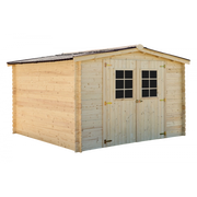 Casetta in legno da giardino con porta vetrata – 300x300 cm – tavole 20 mm, tetto bitumato – AL3030.02N Foresta