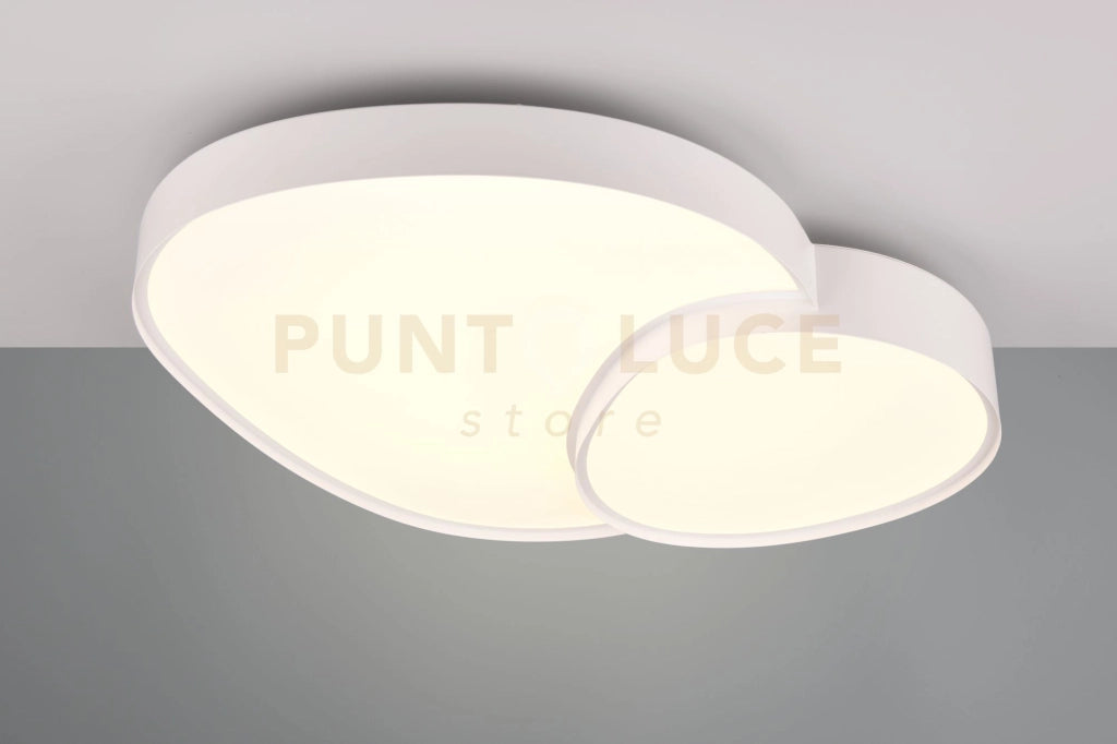 RISE PLAFONIERA A LED 45W 5300lm, 2700 - 6500K FORMA ORGANICA GRANDE BIANCA CON TELECOMANDO MULTIFUNZIONE L. 77CM DIMMERABILE