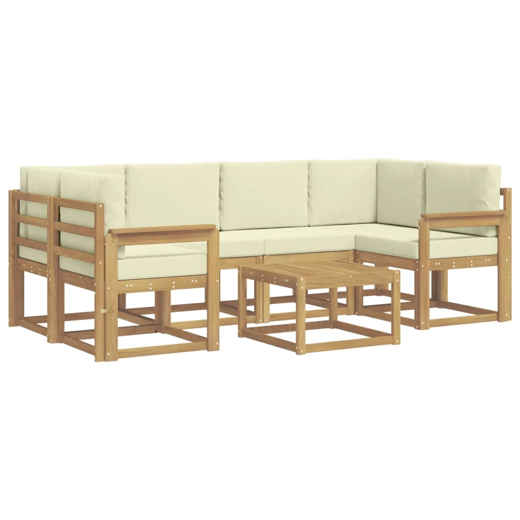 Set di divani da esterno 7 pz Bianco e Crema 3387304