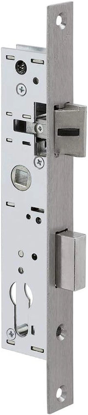 serie 7/395 - Serratura a incasso reversibile senza torsione in acciaio inox, 39,5 x 180 mm per porta in PVC o porta metallica