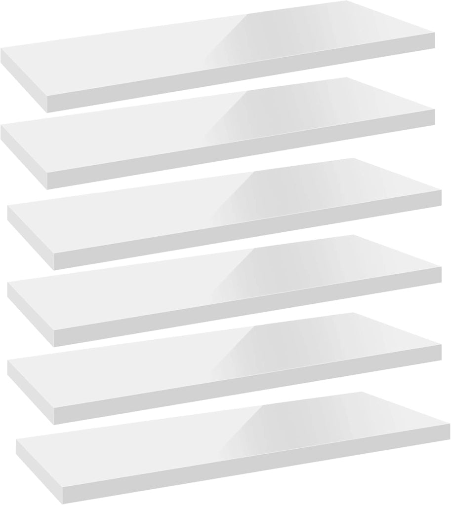 WOLTU Set di 6 mensole da parete, mensole a muro, scaffali per decorazioni, ripiani a muro in legno MDF, mensola a parete bianca, 25x22,9x3,8 cm, RG9365ws-6