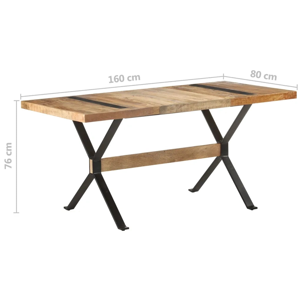 Tavolo da Pranzo 160x80x76 cm in Legno Massello di Mango Grezzo cod mxl 8797