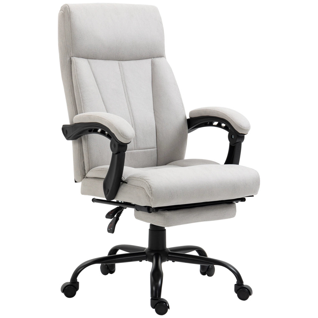 Sedia da ufficio ergonomica massaggiante con poggiapiedi regolabile e riscaldamento lombare in poliestere grigio chiaro