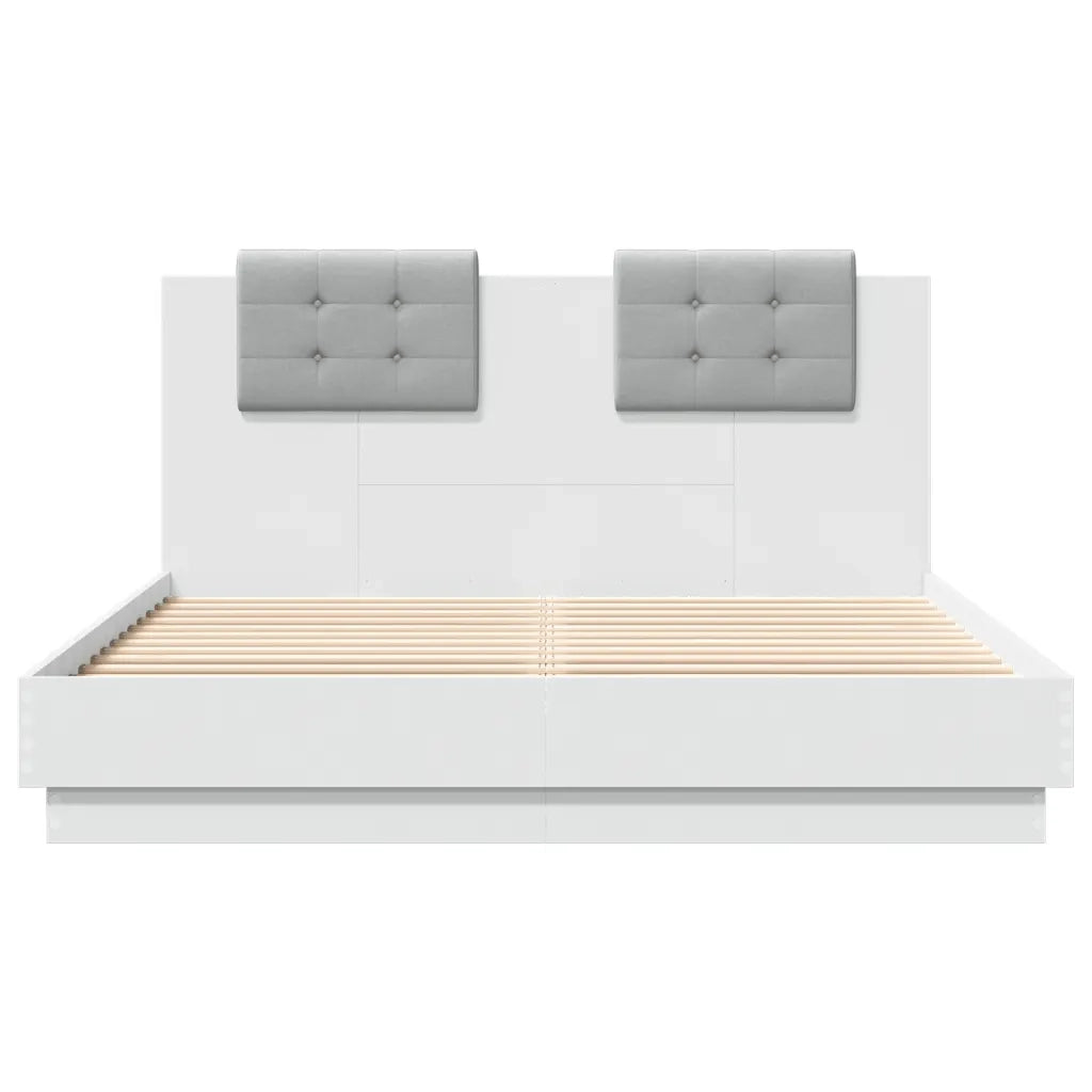 Giroletto con Testiera e LED Bianco 150x200 cm 3210003