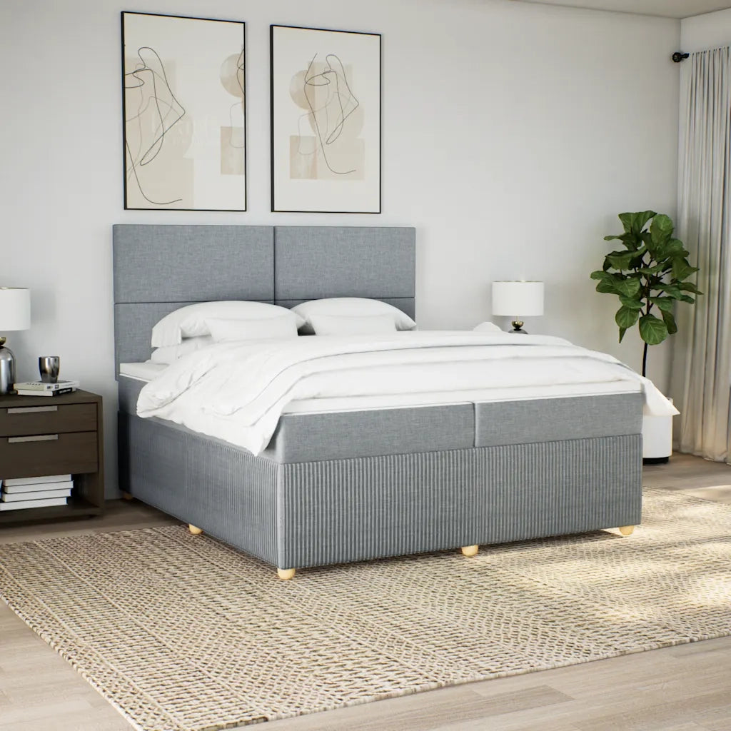 Giroletto a Molle con Materasso Grigio Chiaro 200x200cm Tessuto