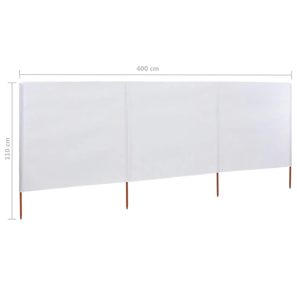 Paravento a 3 pannelli in tessuto 400 x 80 cm bianco sabbia 02_0008813