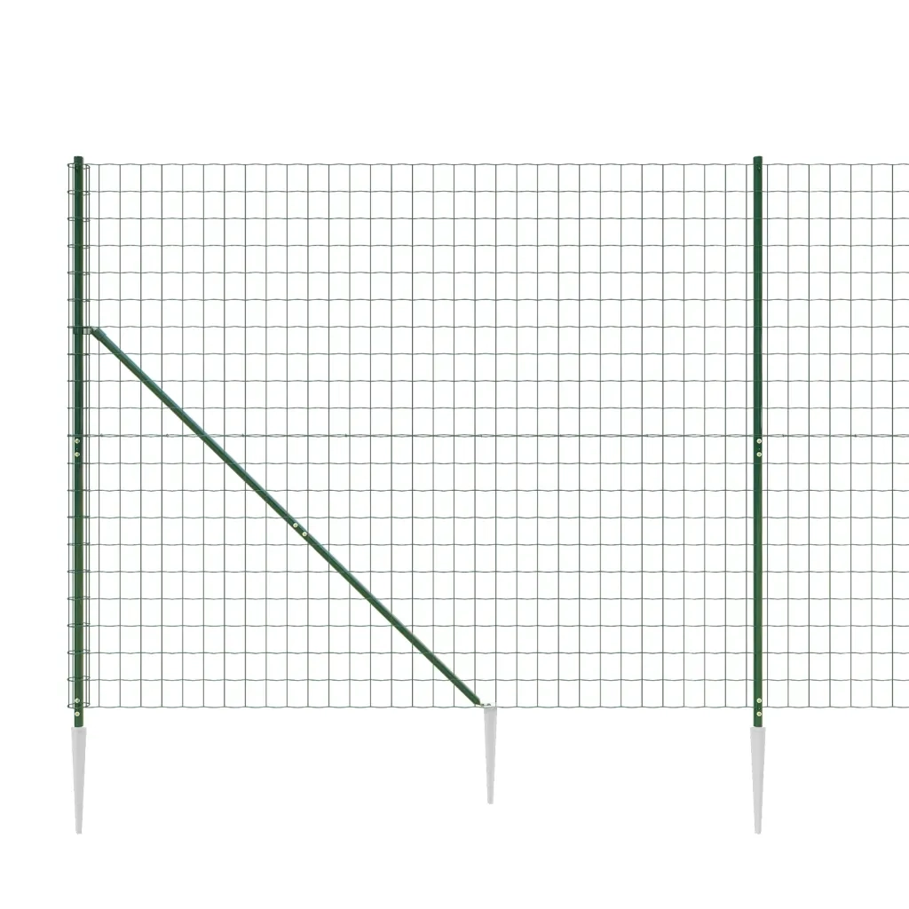 Recinzione Metallica con Picchetti Ancoraggio Verde 1,6x25 m 154124