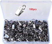 Ferrature per tende in acciaio inossidabile - Clip per tende - Chiusure metalliche - Robuste e resistenti - 100 pezzi - Montaggio facile