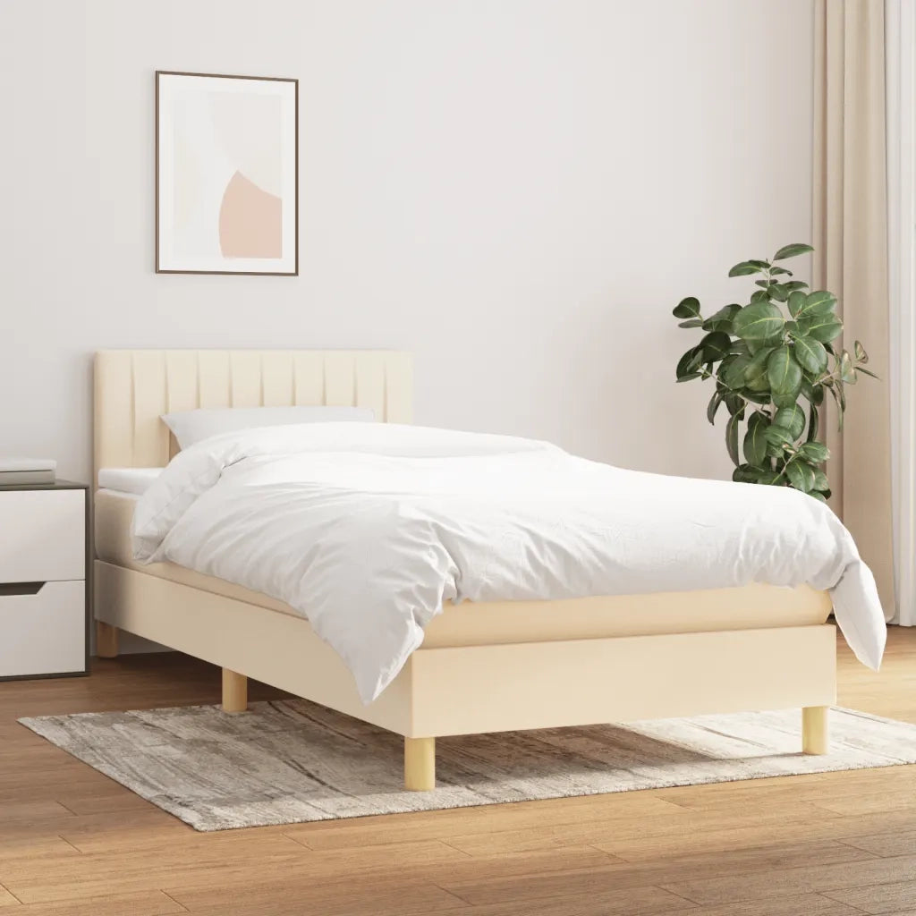 Giroletto a Molle con Materasso-Struttura Letto Crema 90x190 cm in Tessuto 592122
