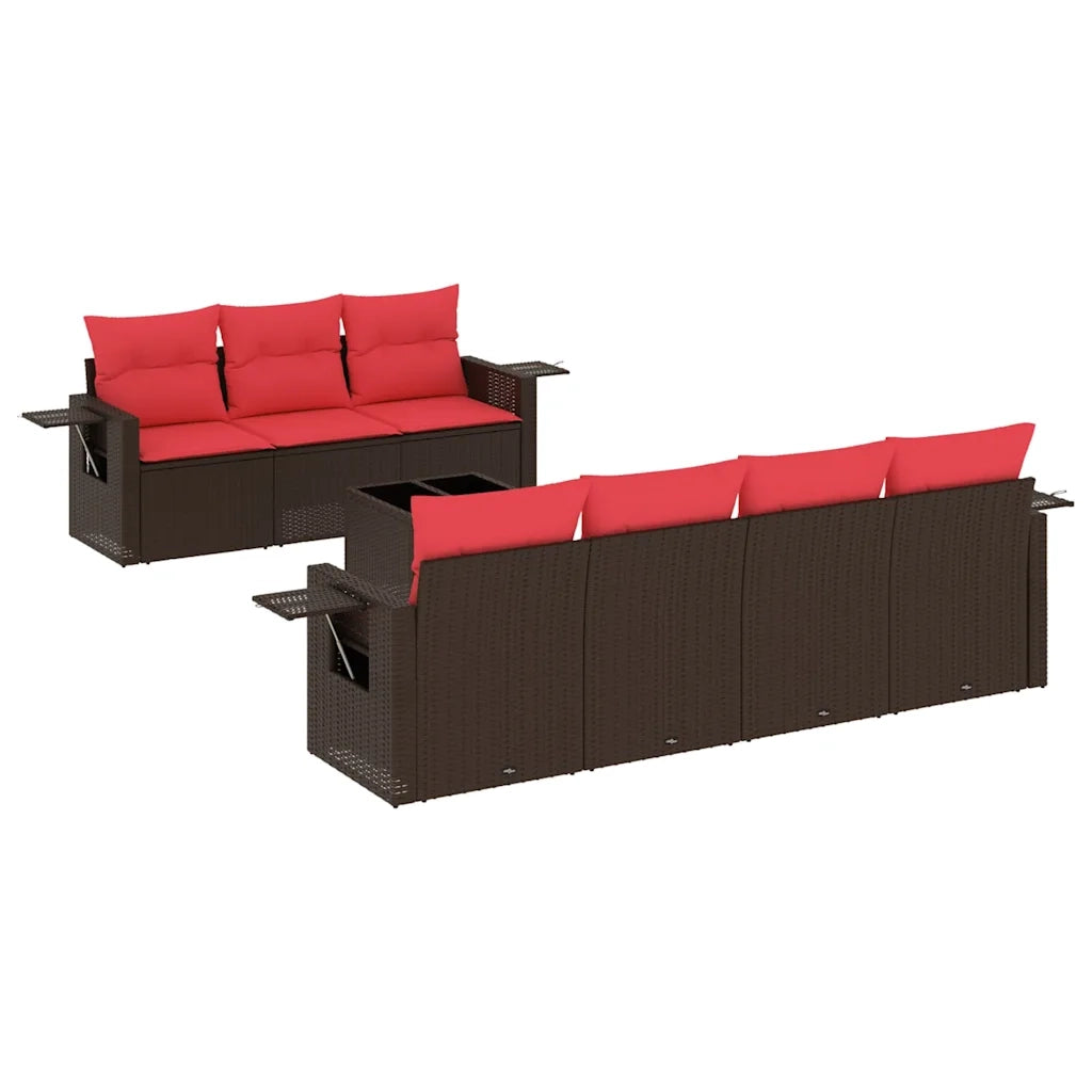 Set Divani da Giardino 8 pz con Cuscini Marrone in Polyrattan 3219933