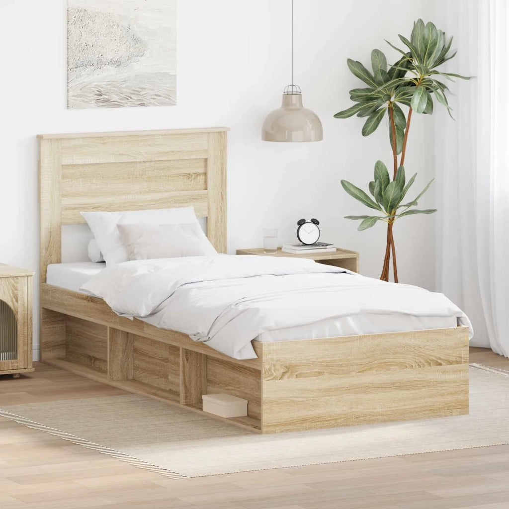 Struttura del letto Rovere Sonoma 75 x 190 cm Pino massello
