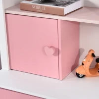 Libreria Scaffale Portagiochi Rosa per Cameretta Bimbi e Ragazzi con 2 Cassetti Estraibili, 80 x 34 x 130 cm