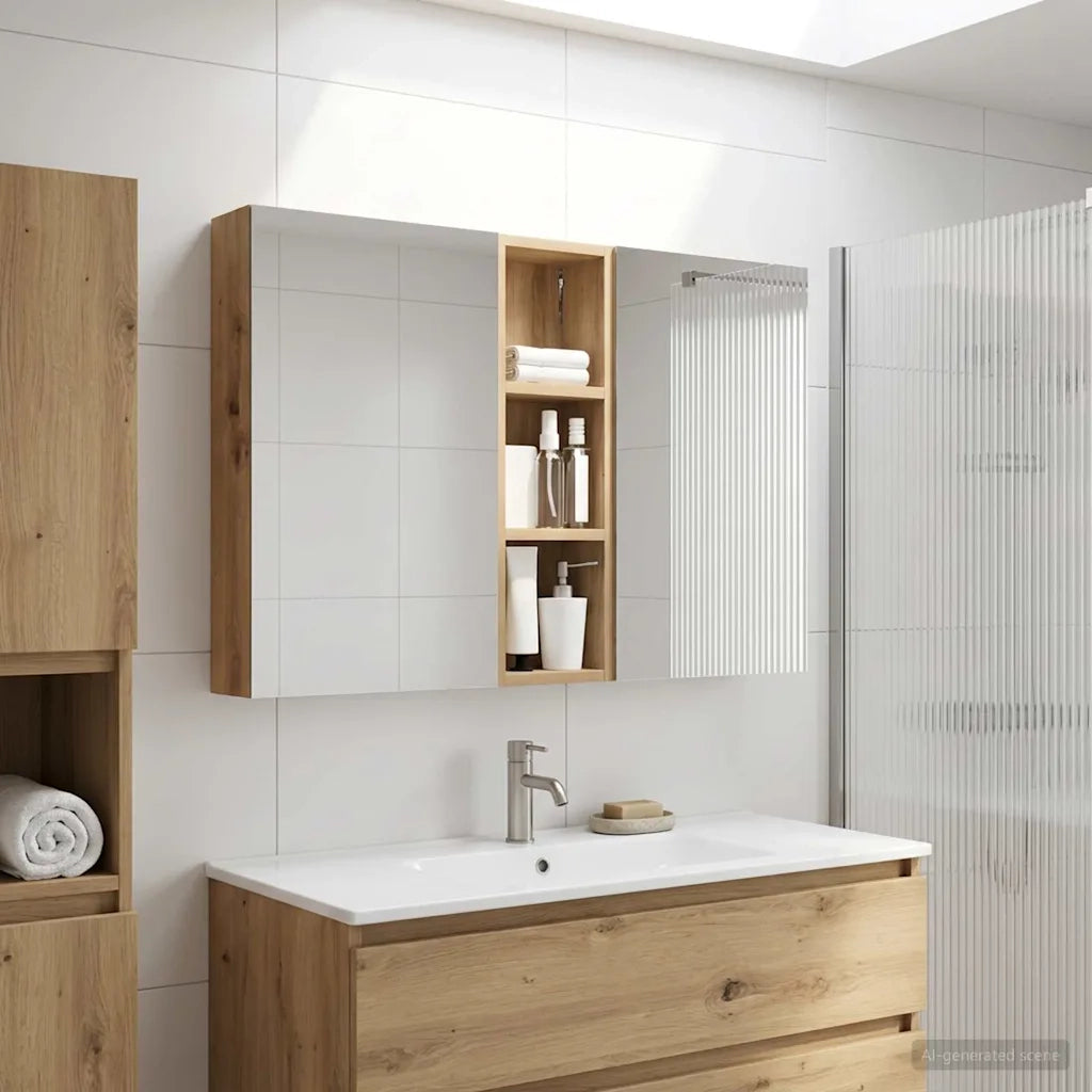 Set di Armadi da Bagno con porta 3 pcs 100 x 10,5 x 60,5 cm 3403703
