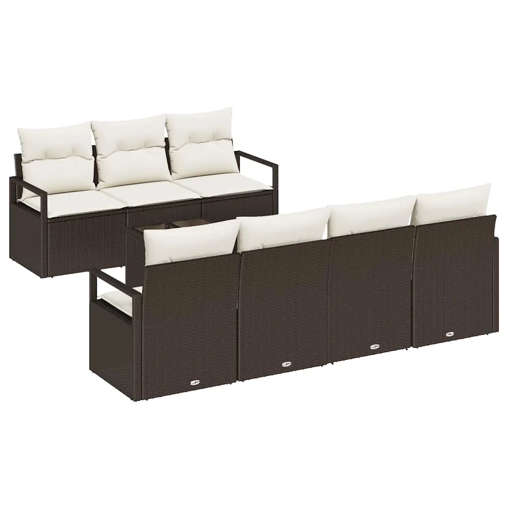 Set Divano da Giardino 8 pcs Marrone e Crema polyrattan 3354957