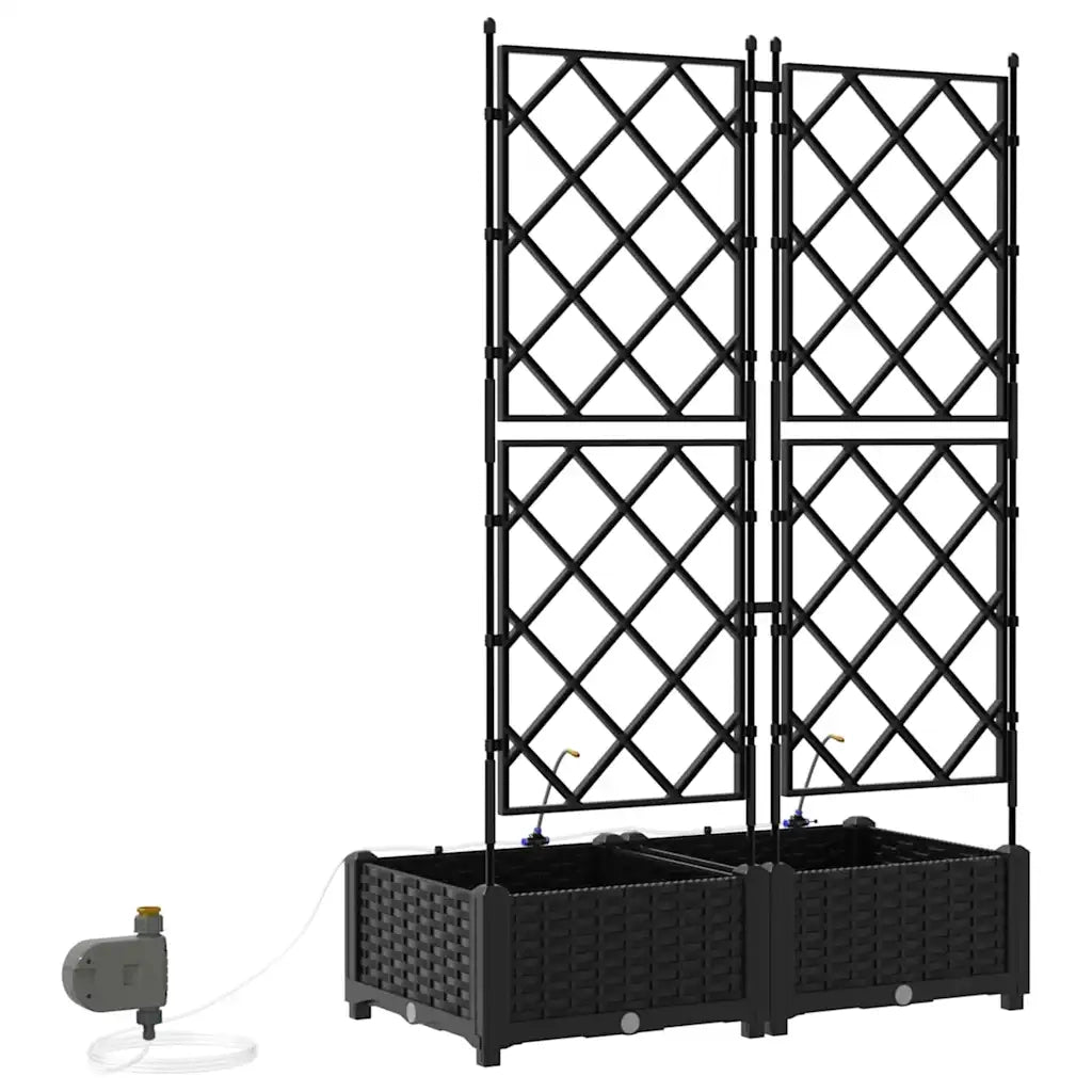 Vaso da giardino 2 pcs Nero Plastica 42002850