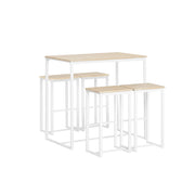 Set 5 Pezzi Tavolo con 4 sgabelli Mobile Bar per casa Stile Industriale L100*P60*A96cm Bianco OGT15-WN