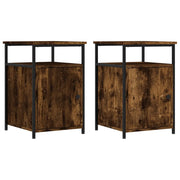 Set di 2 Comodini | Armadio da Notte | Mobiletto da notte Rovere Fumo 40x42x60 cm in Legno Multistrato